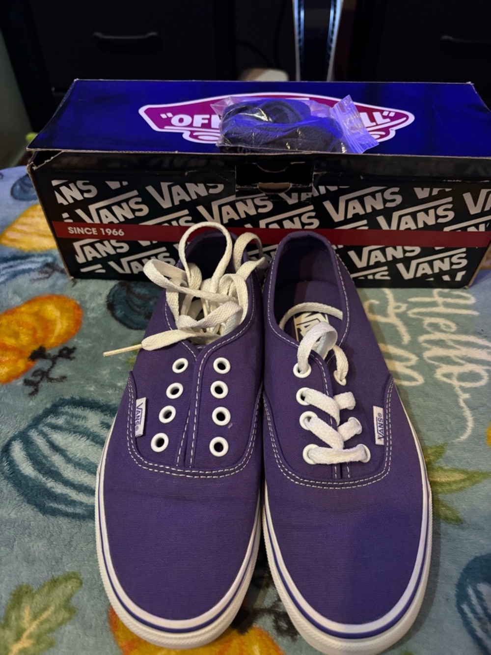 Vans Low Top Canvas Sneakers - Purple and White